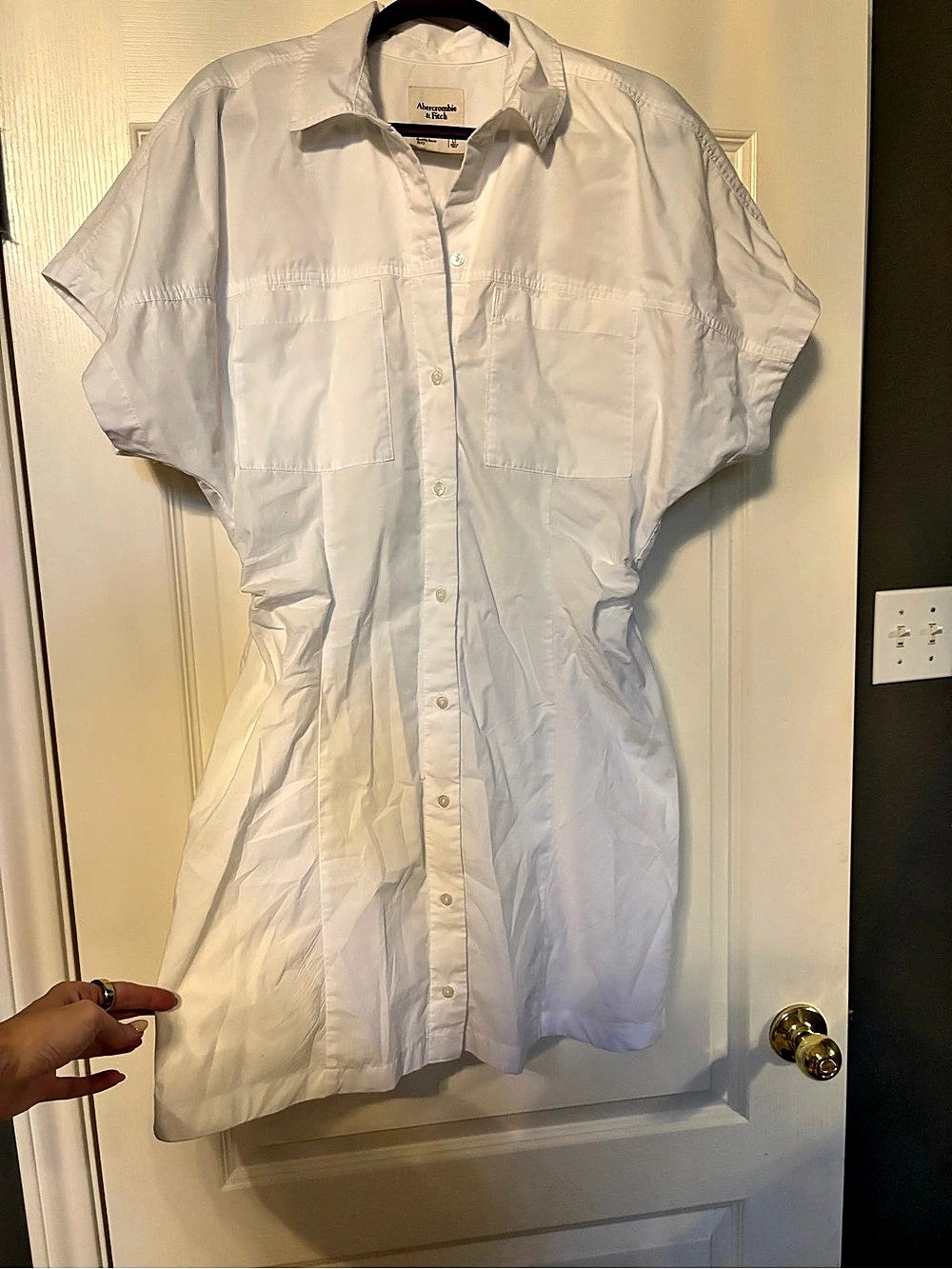 Abercrombie & Fitch White Button Front Shirt Dress Large Tall LT